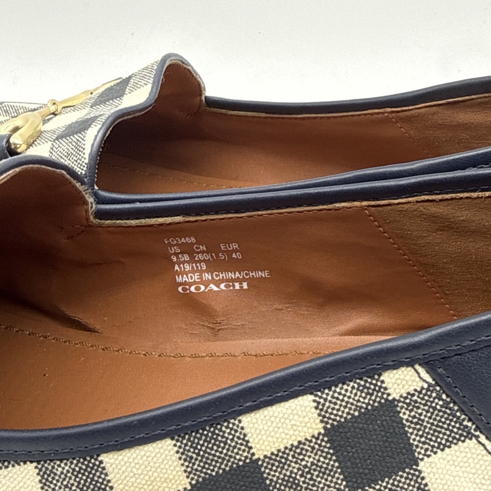 Coach Haley Gingham Loafers  Womens 9.4 Navy/Chalk Horsebit Loafer Shoes - Picture 4 of 15